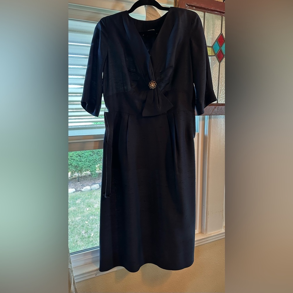 Women’s Vtg 3/4 Sleeve Navy Blue Pencil Dress Small 1950/60’s. Size 14.5
